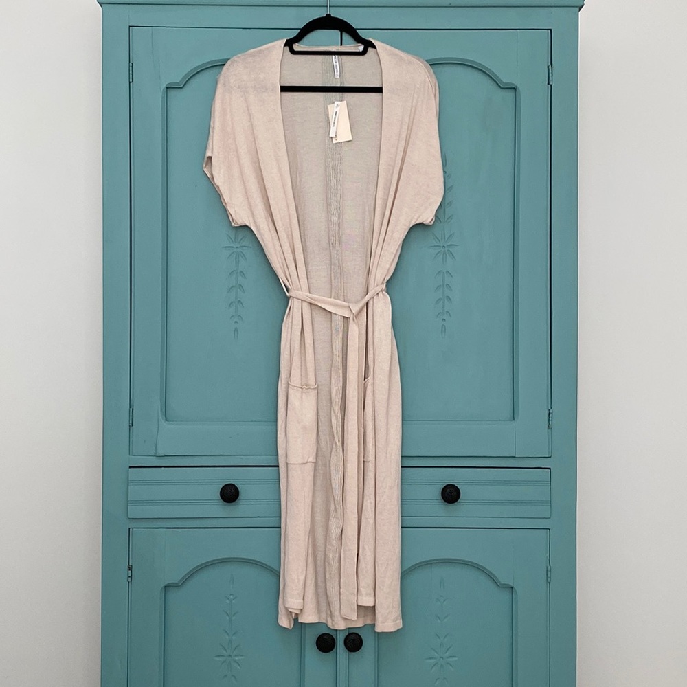 NWT Capsule Maxi Tie Sweater Jacket. Short Sleeve with front pockets. 12-14